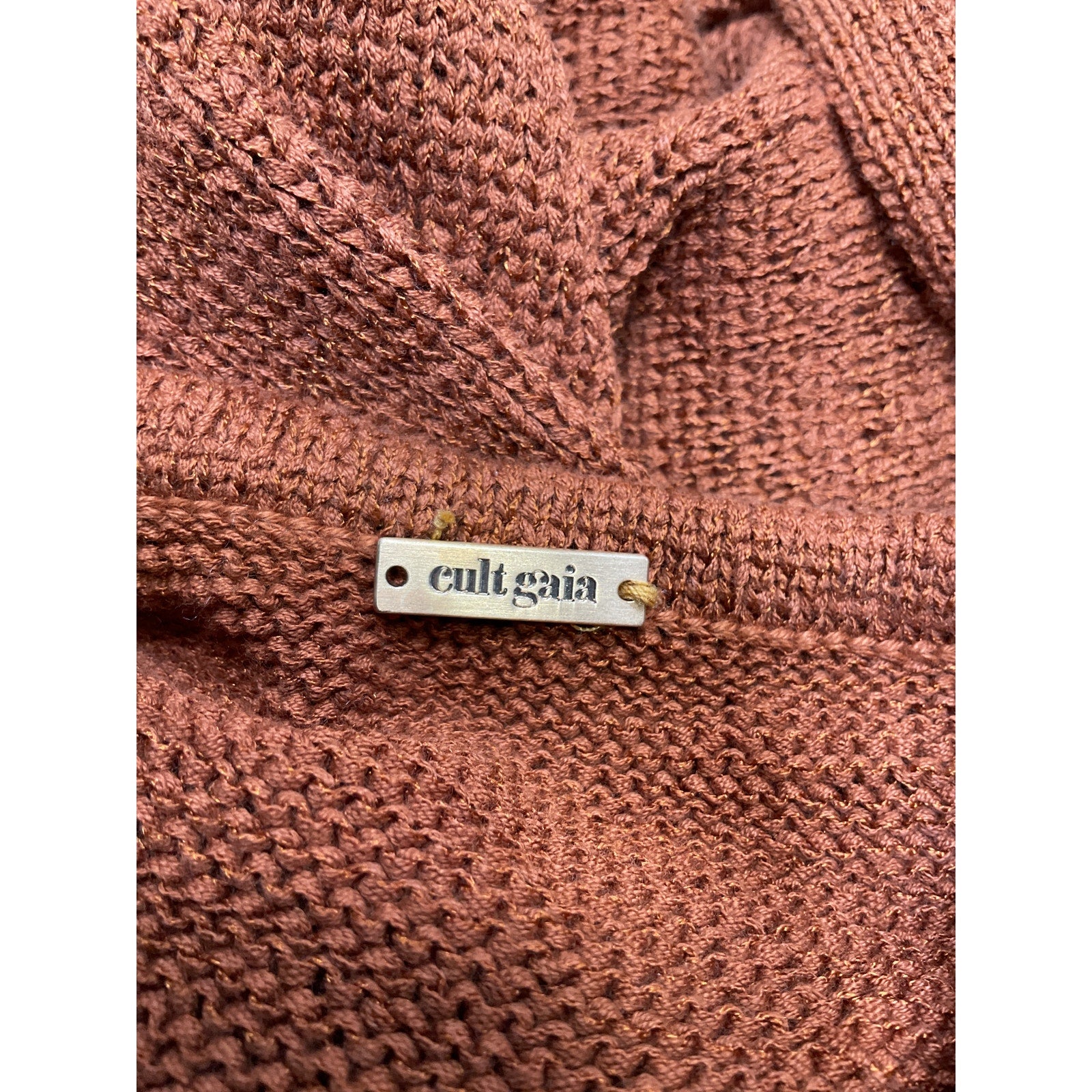 Cult Gaia Halterneck Brown Cotton Long Dress Size XS