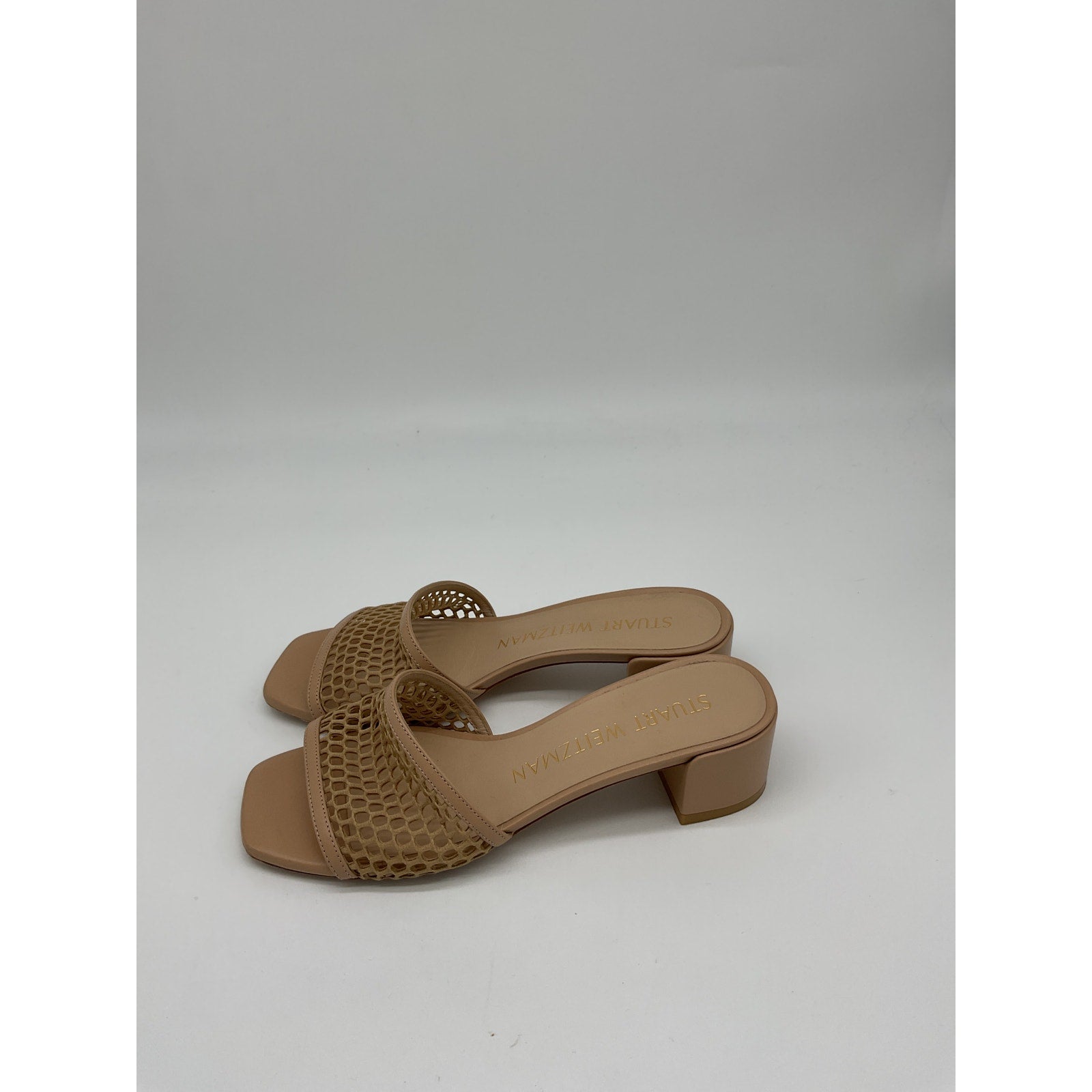 Stuart Weitzman Cayman 35 Tan Leather Block Slide Sandal Size 7