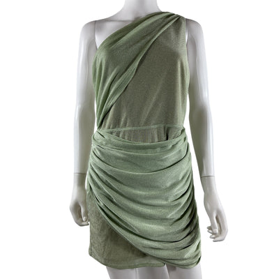 Michael Costello Draped Soft Green Katana Mini Dress Size L
