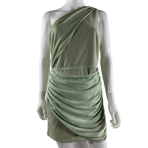 Michael Costello Draped Soft Green Katana Mini Dress Size L