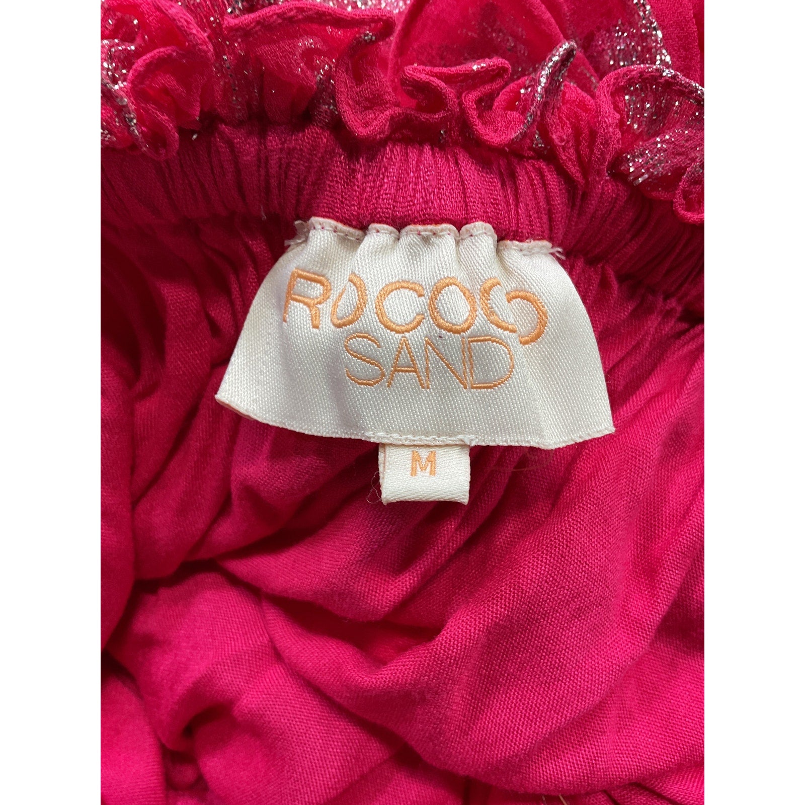 Rococo Sand 'Vega' Pink Georgette Metallic Star Maxi Dress Size M