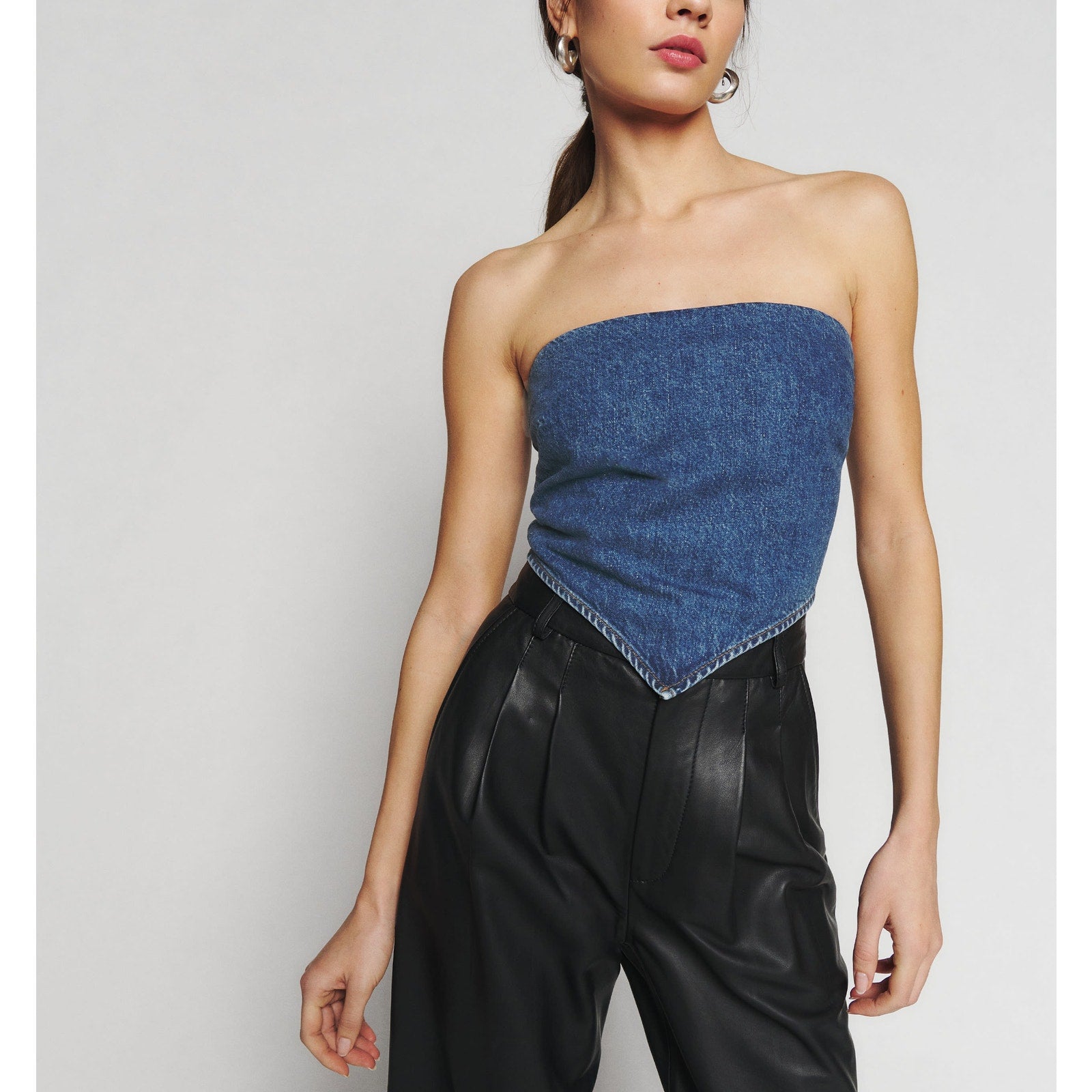 Reformation 'Braxton' Blue Cotton Handkerchief Top Size 8 - NWT