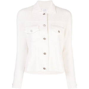 Barrie Ribbed White Buttoned Jacket Size XS