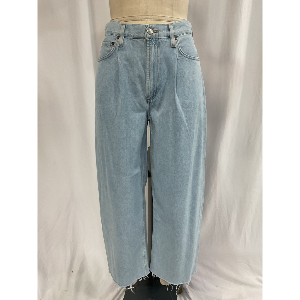 Agolde 'Dagna' Blue High Rise Pleat Baggy Denim Jean Size 26 - NWT