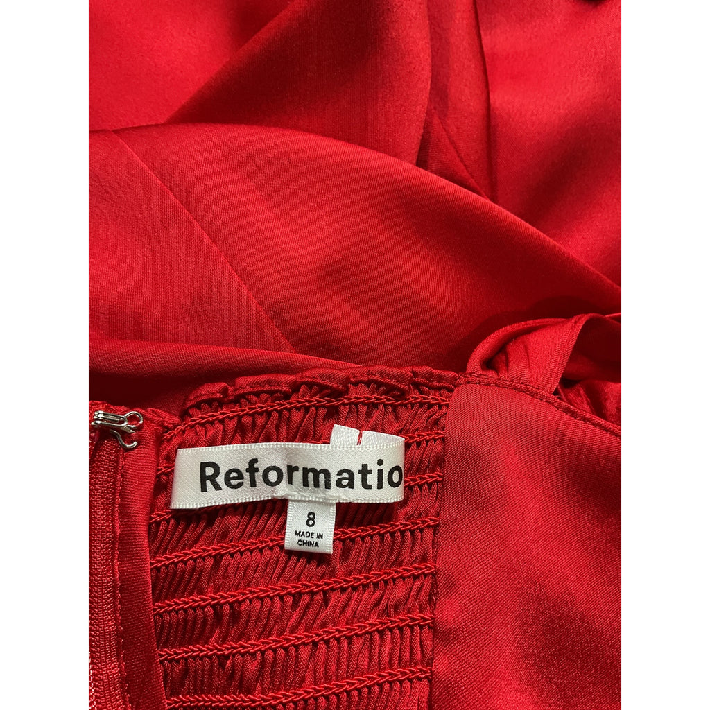 Reformation 'Isolene' Red Satin Dress Size 8