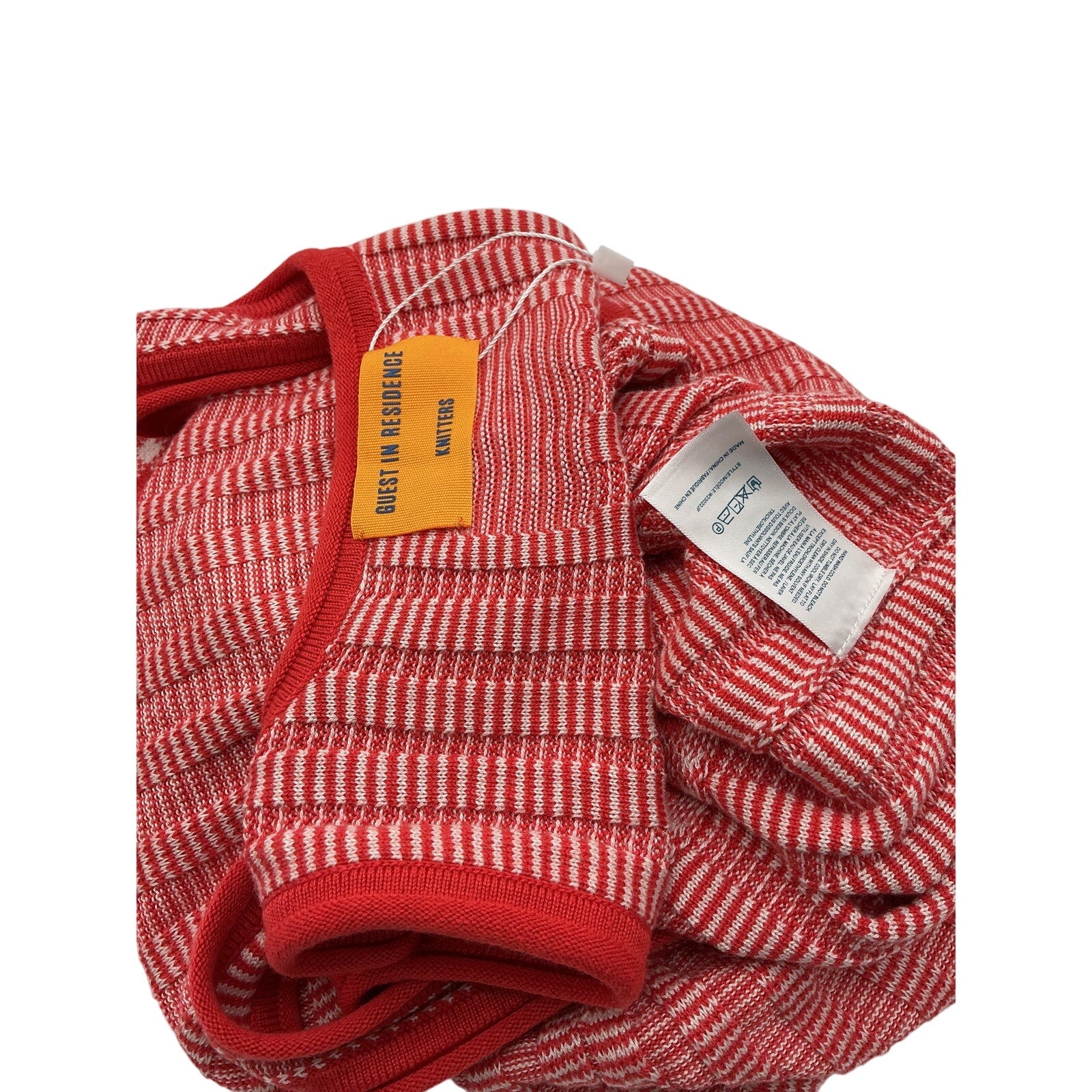 Guest In Residence Fine Red Silk Striped Tank Mini Dress Size S