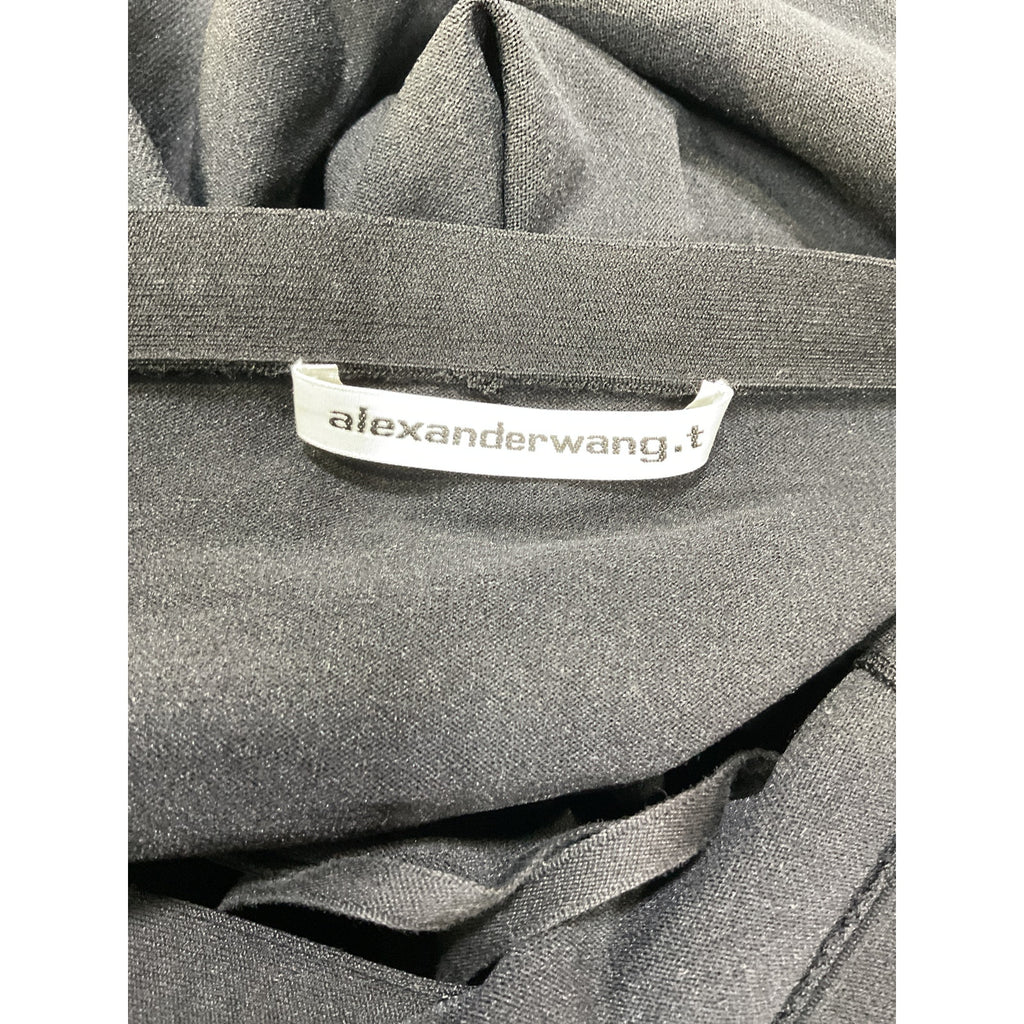 Alexander Wang 'Criss Cross' Black Logo Halterneck Cut Out Dress Size M