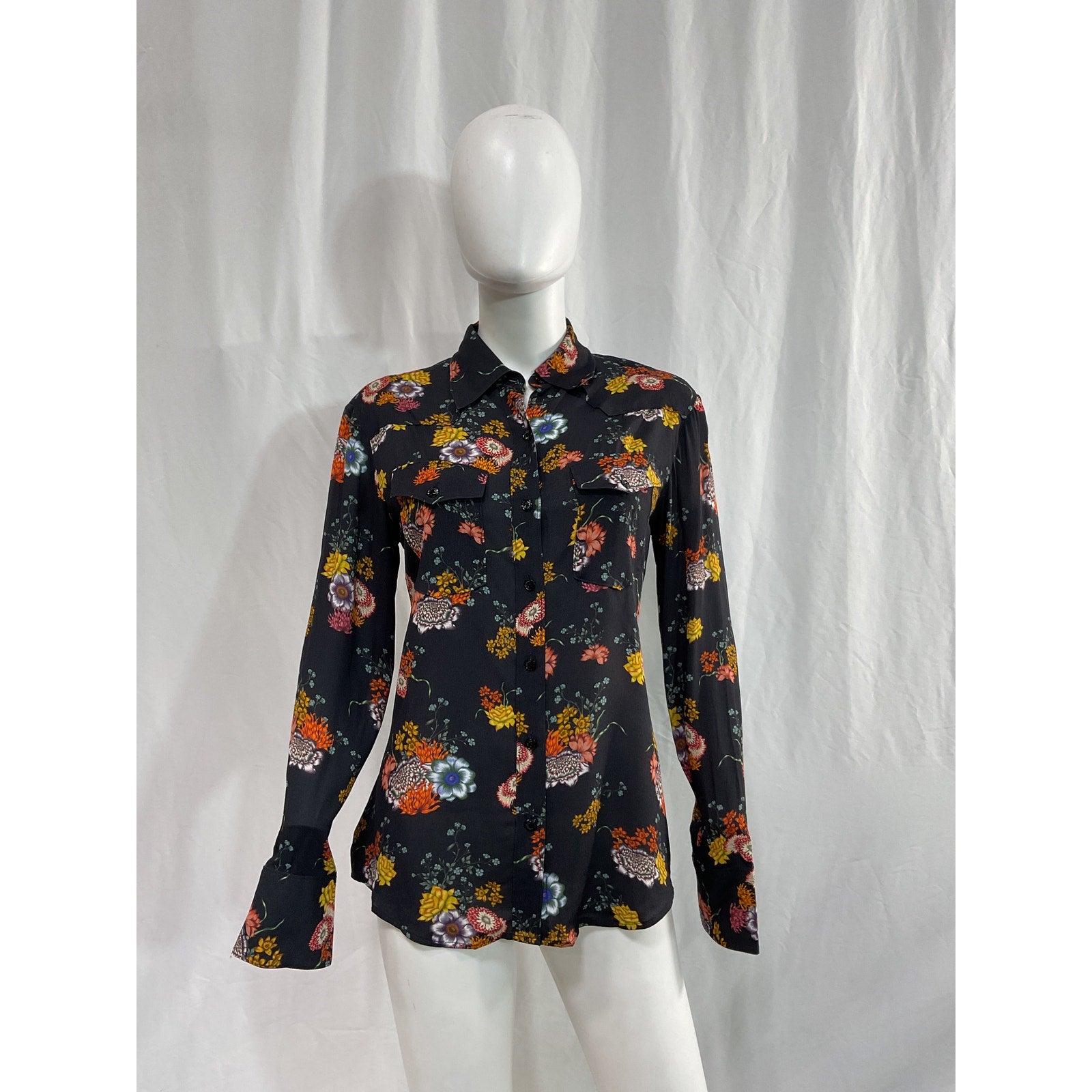 Rag & Bone 'Farren' Black Floral Button-Front Shirt Size XS