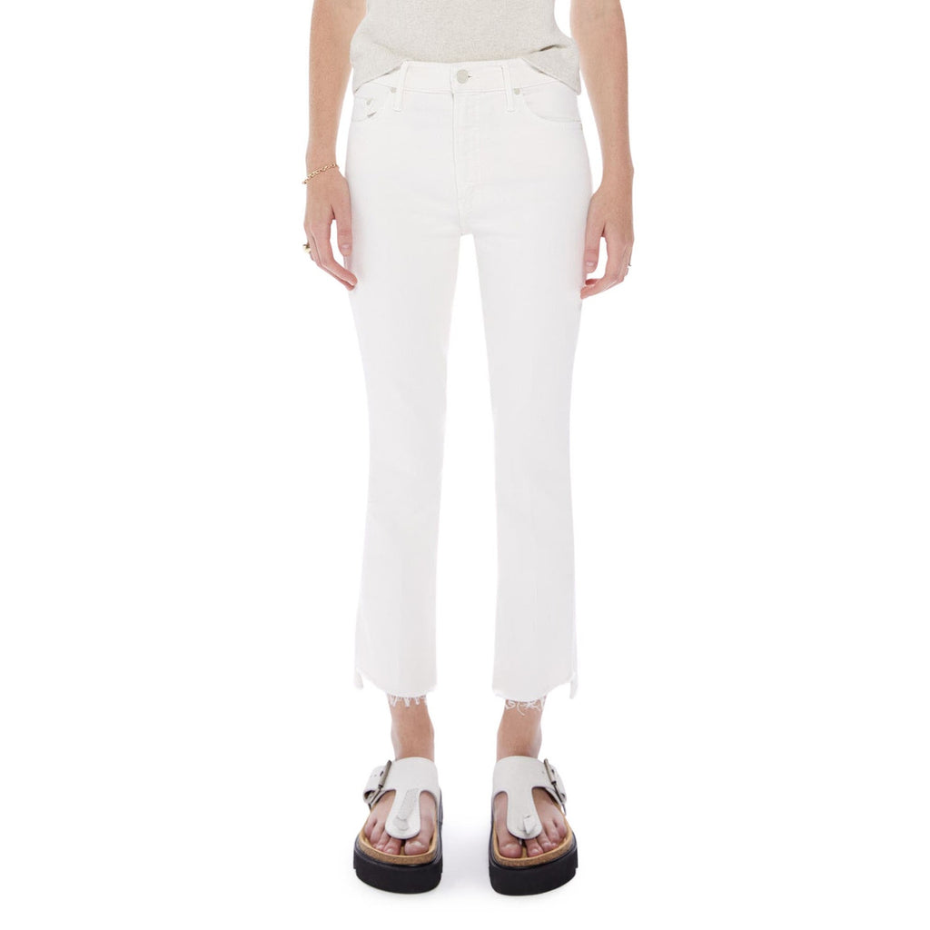 Mother 'Insider' White High Waist Crop Step Hem Denim Jeans Size 25