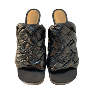 Bottega Veneta Braided Black Board Platform Mules Size 38.5 EU / 8.5 US
