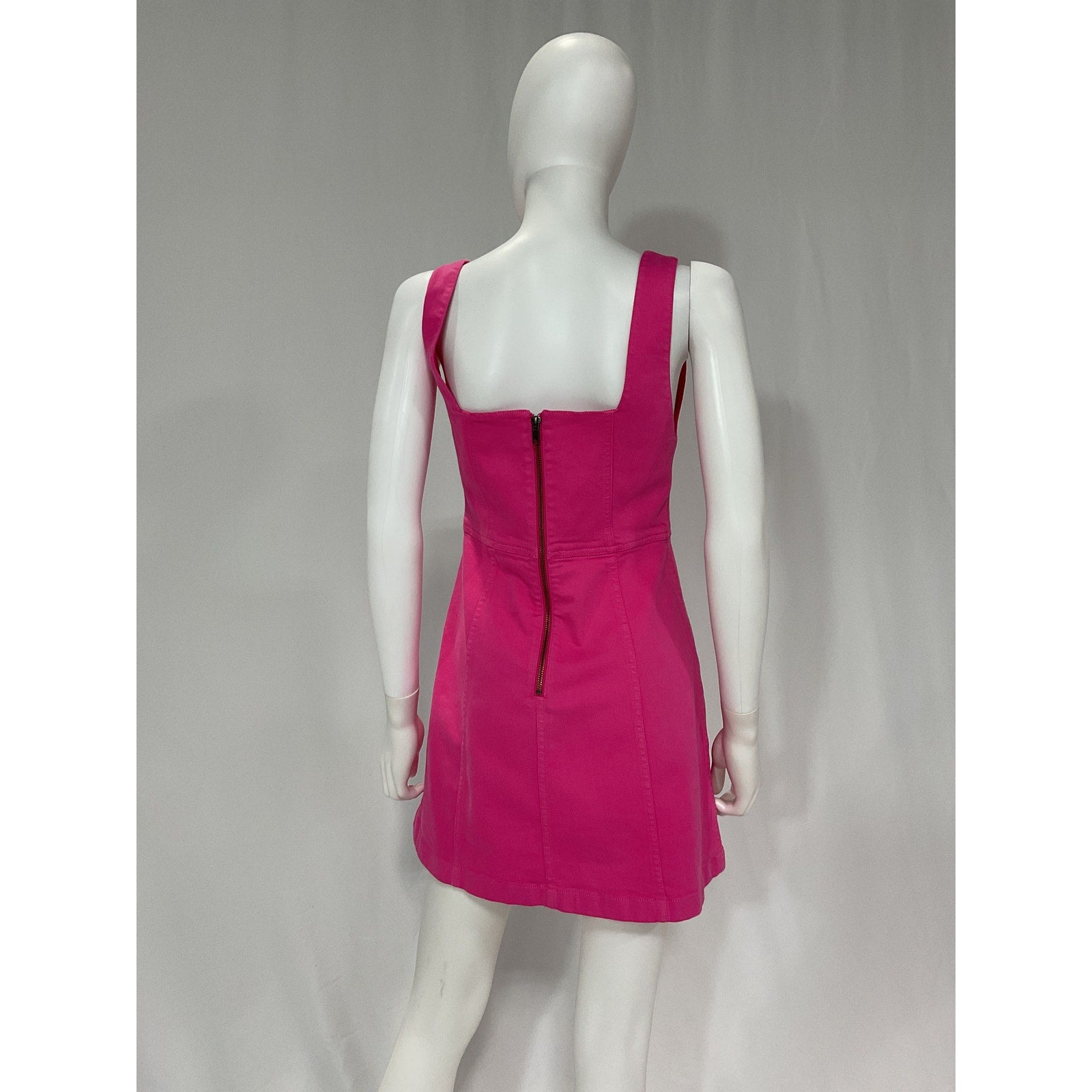 Alice + Olivia 'Ramsey' Pink Stretch Denim Sleeveless Square Neck Mini Dress Size 4