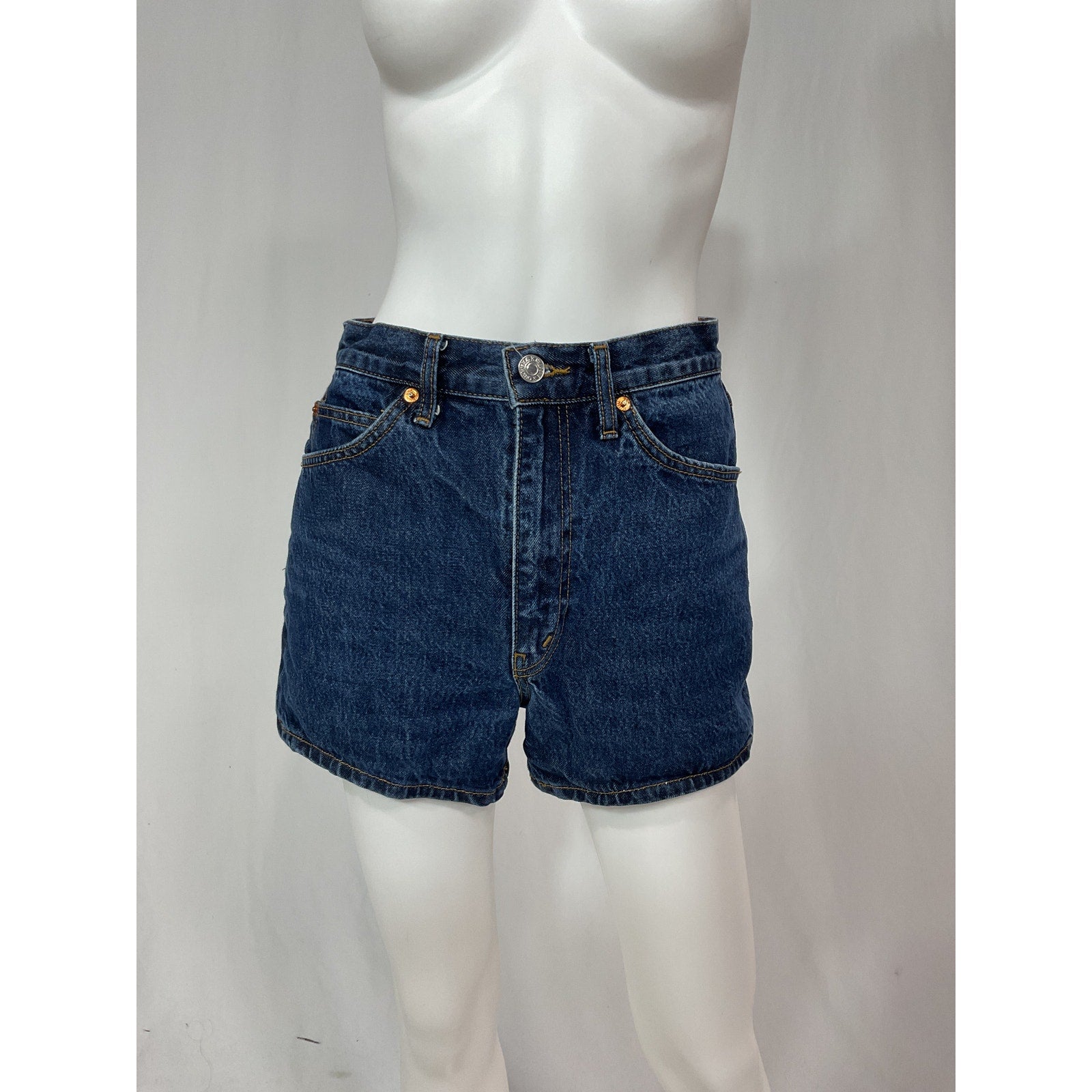 Re/Done 'Originals' Blue 'The Midi' Denim Short Size 26