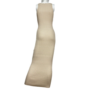 L'Academie Ribbed Beige Vespera Midi Dress Size M