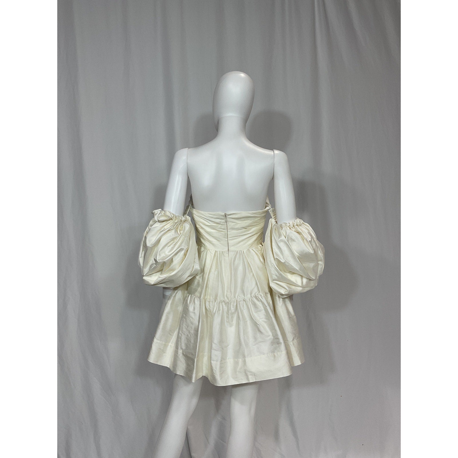 Shona Joy 'La Lune' White Lucero Silk Draped Corset Tiered Strapless Mini Dress Size 4
