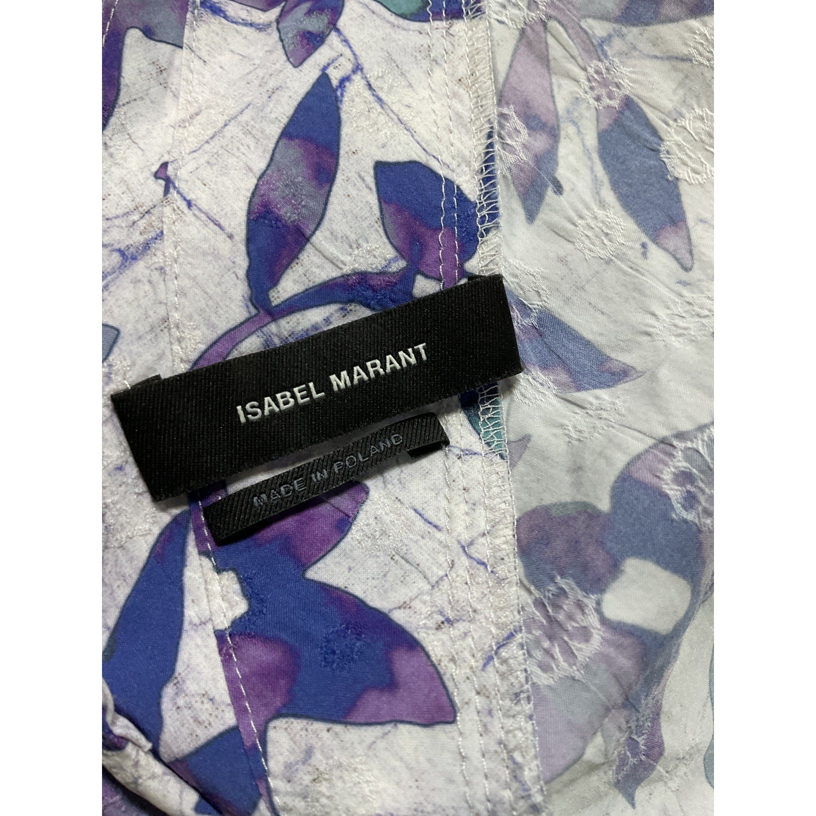 Isabel Marant 'Lizberit' White Floral Print Cold Shoulder Cut Out Crop Top Size 10