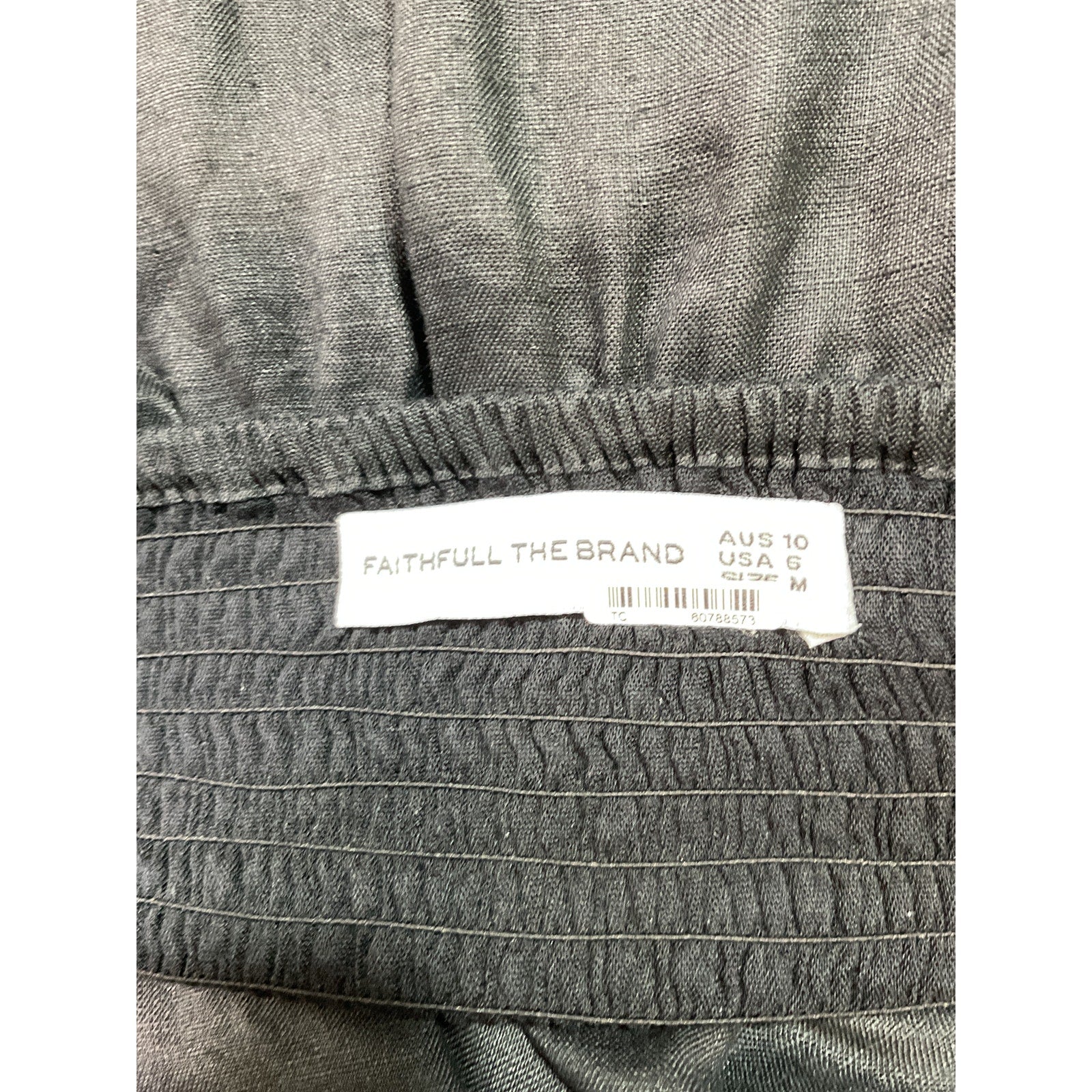 Faithfull The Brand 'Soko' Black One Shoulder Linen Midi Dress Size M