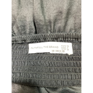 Faithfull The Brand 'Soko' Black One Shoulder Linen Midi Dress Size M