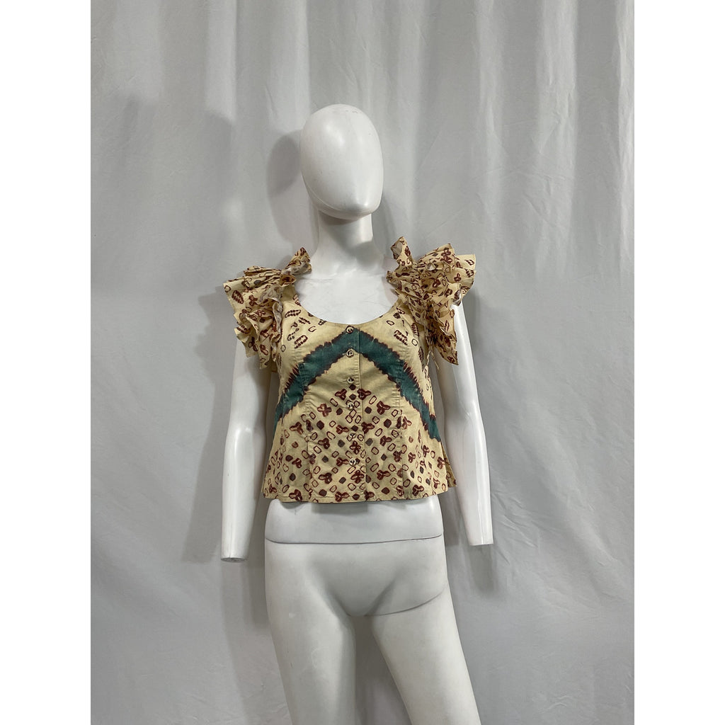 Ulla Johnson 'Milla' Tan Cotton Ruffle Top Size 0