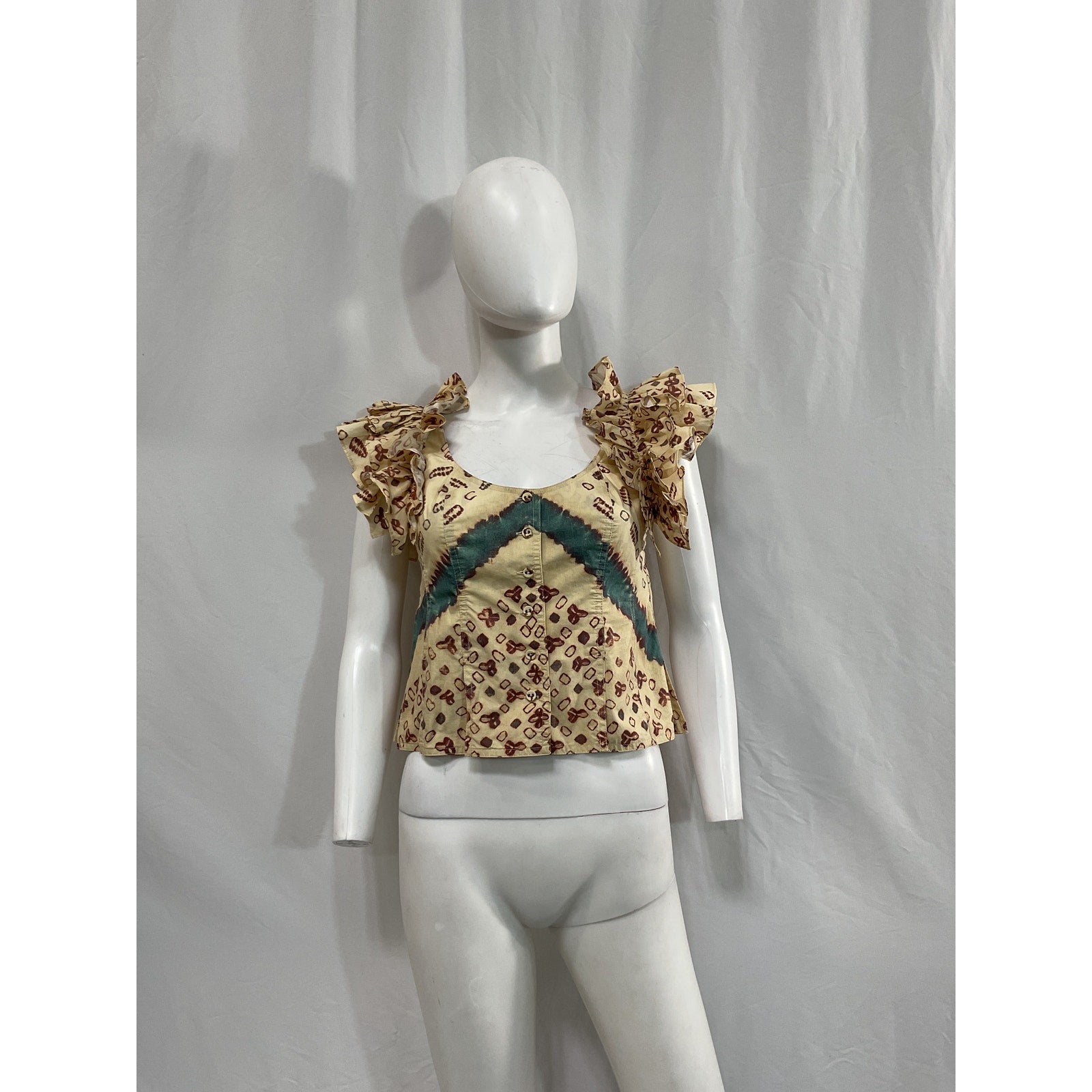Ulla Johnson 'Milla' Tan Cotton Ruffle Top Size 0