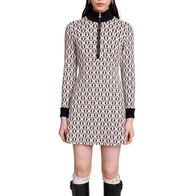 Maje Royal Multicolor Zip Up Sweater Dress Size 34