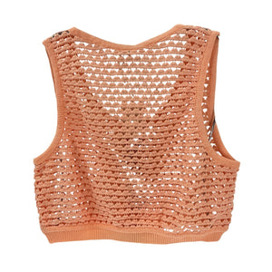 Agua Bendita Open Knit Peach Brit Crop Top Size S