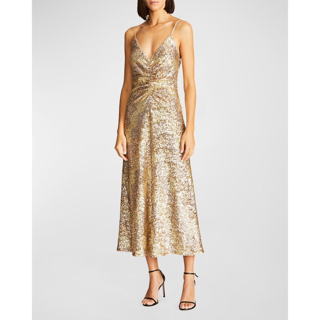 Halston 'Alesandra' Gold Polyester Dress Size 4