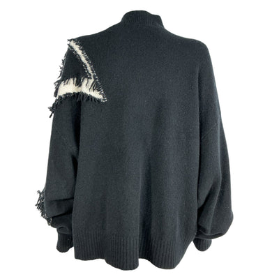 Allsaints Fringed Black A Star Sweater Size M