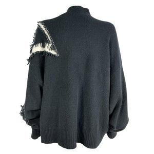 Allsaints Fringed Black A Star Sweater Size M