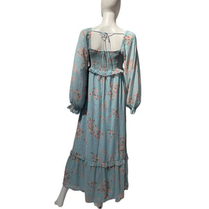 Hatch x A Pea In A Pod Smocked Blue Empire Waist Maxi Dress Size XS