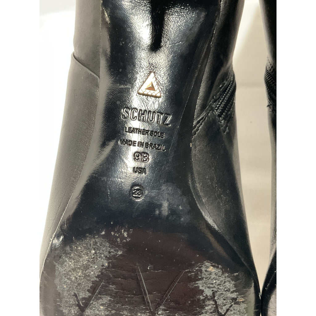 Schutz 'Mikki' Black Mid Stiletto Heel Boot Size 9