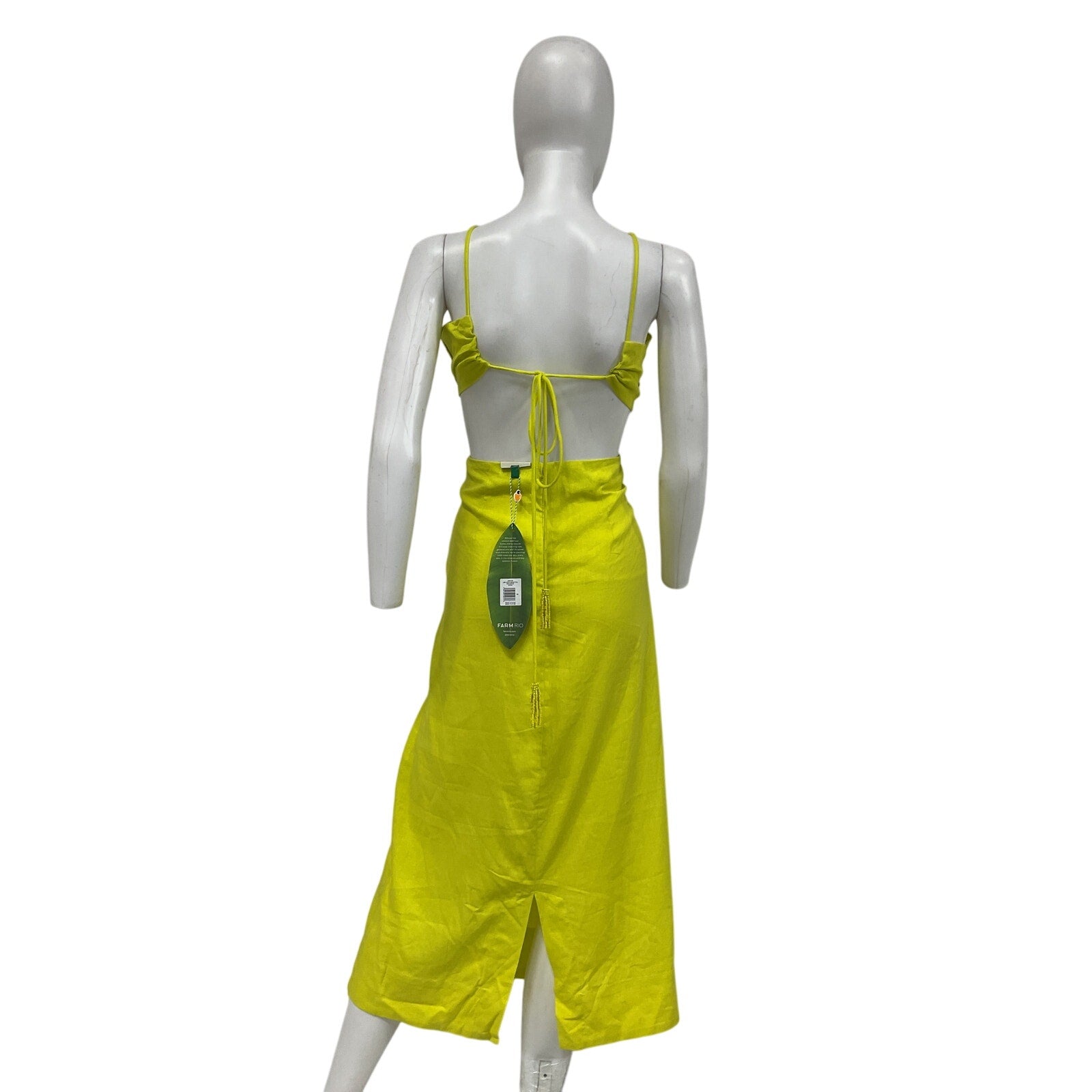 Farm Rio 'Monstera' Green Linen Midi Dress Size S - NWT