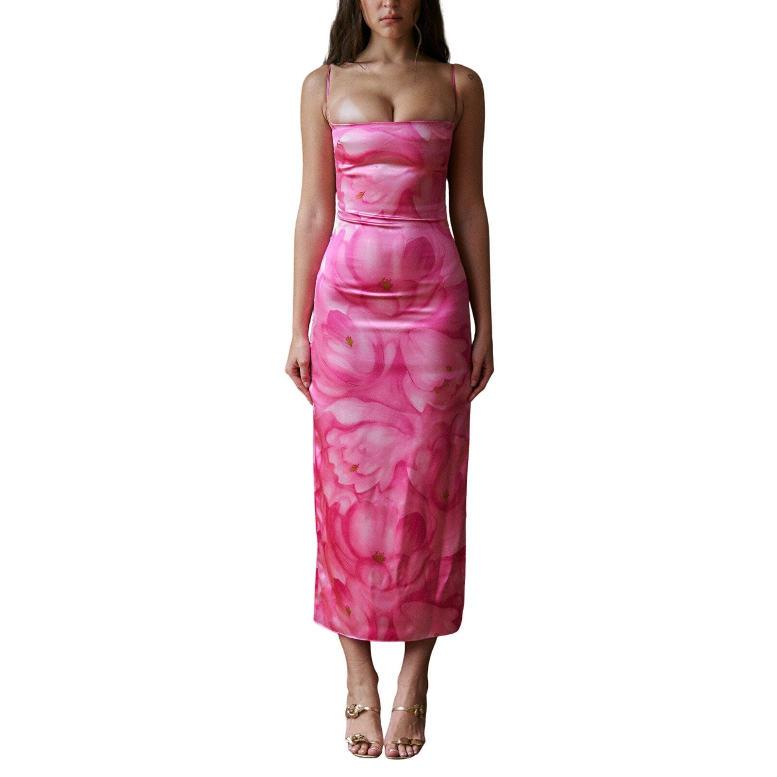 Mirror Palais S&M Pink Silk Dress Tulip Size L