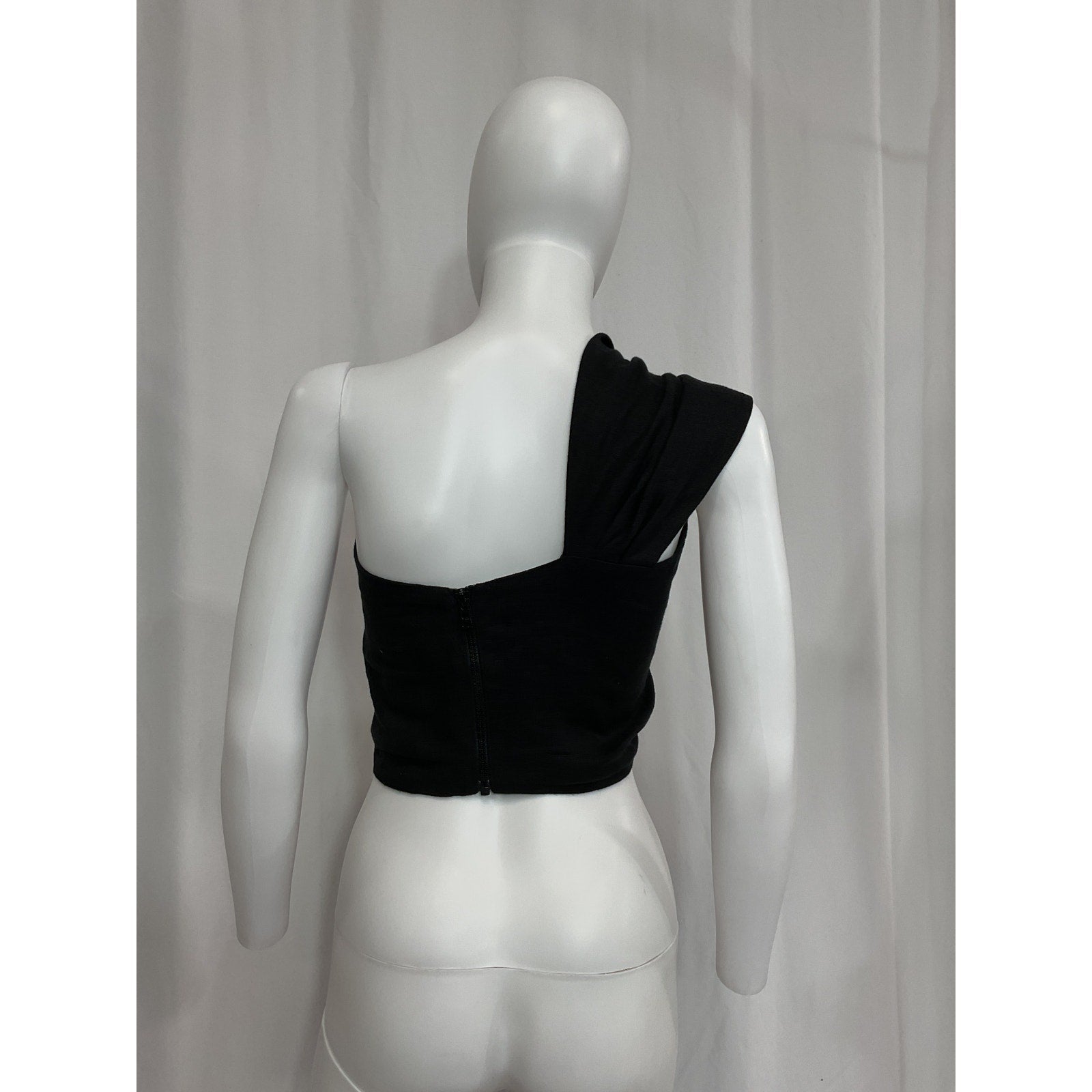 Just Bee Queen 'Sol' Black One Shoulder Linen Top Size M