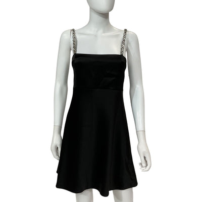 Alice + Olivia Embellished Black Sutton Mini Dress Size 4 NWT