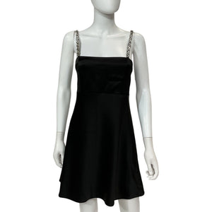 Alice + Olivia Embellished Black Sutton Mini Dress Size 4 NWT
