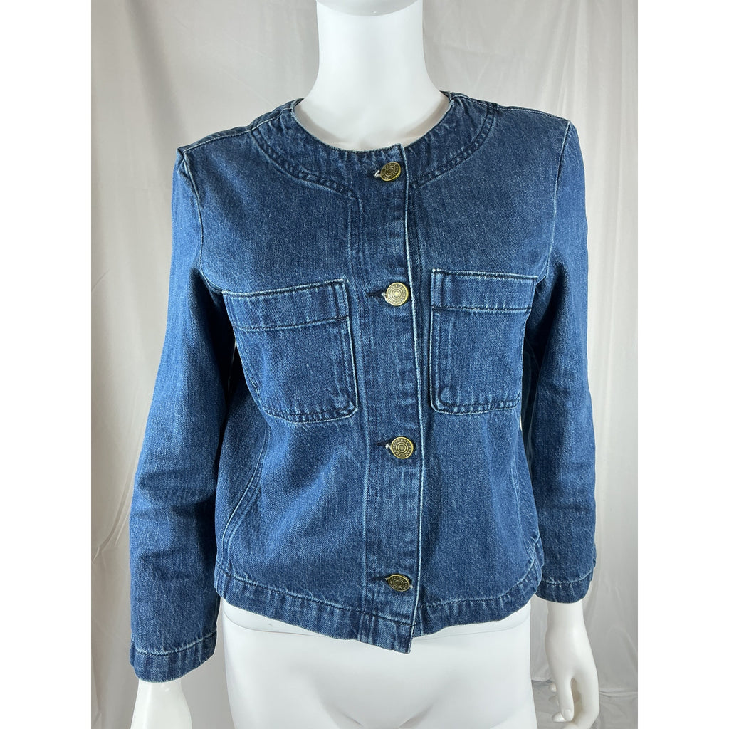 Frame Button Front Blue Viscose Jacket Size S