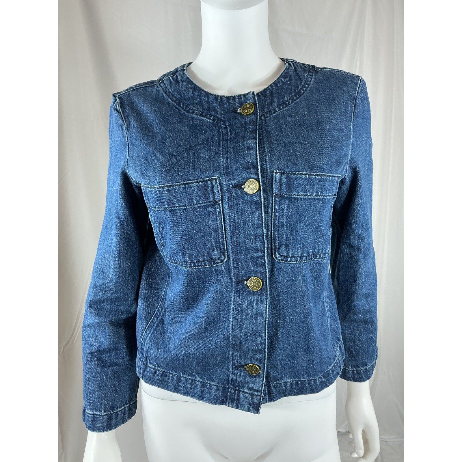 Frame Button Front Blue Viscose Jacket Size S