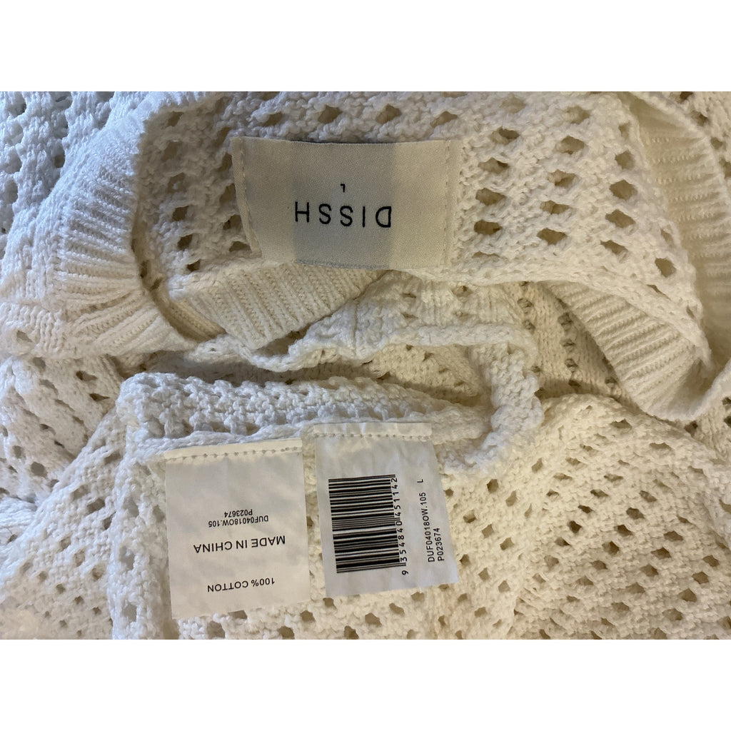 Dissh 'Denny' Off White Cotton Crochet Off White Knit Top Size L