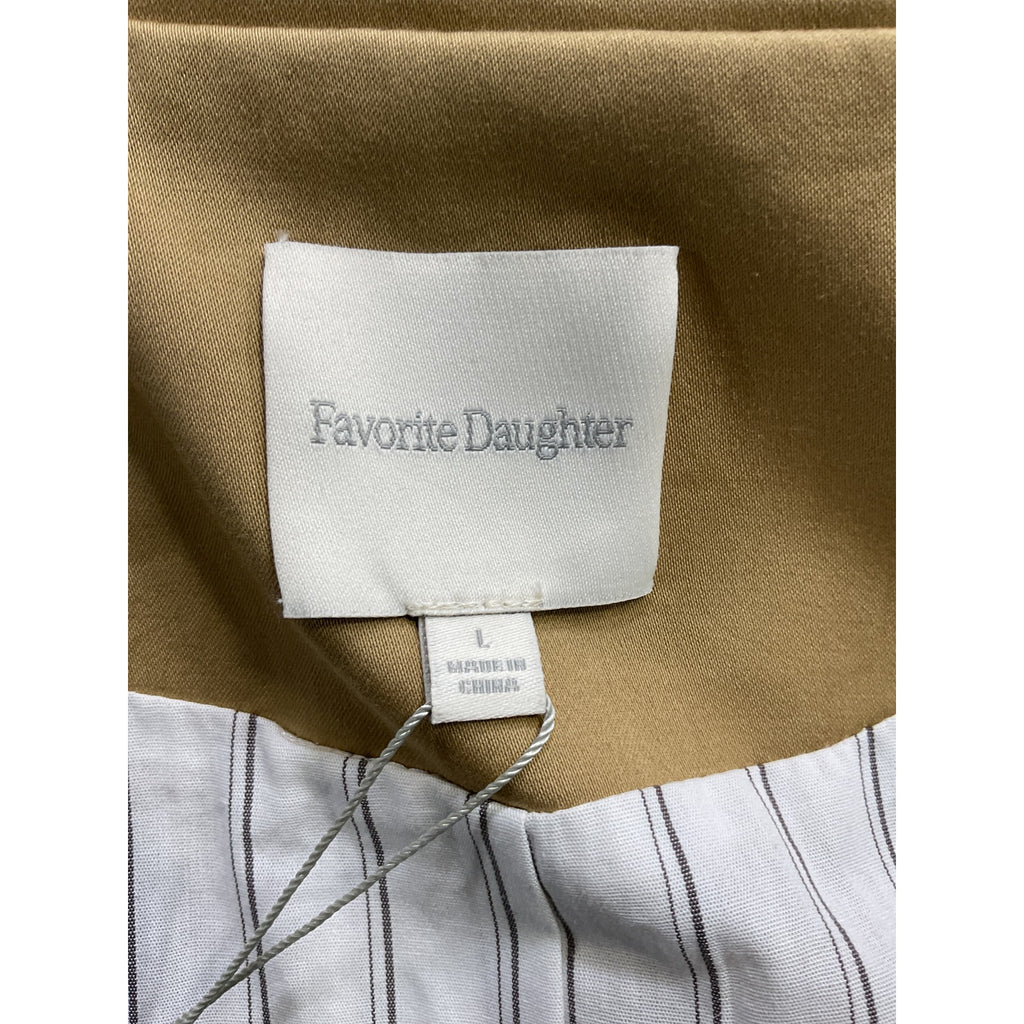 Favorite Daughter 'The Charles' Tan Tie Waist Double Breasted Trench Coat Size L - NWT