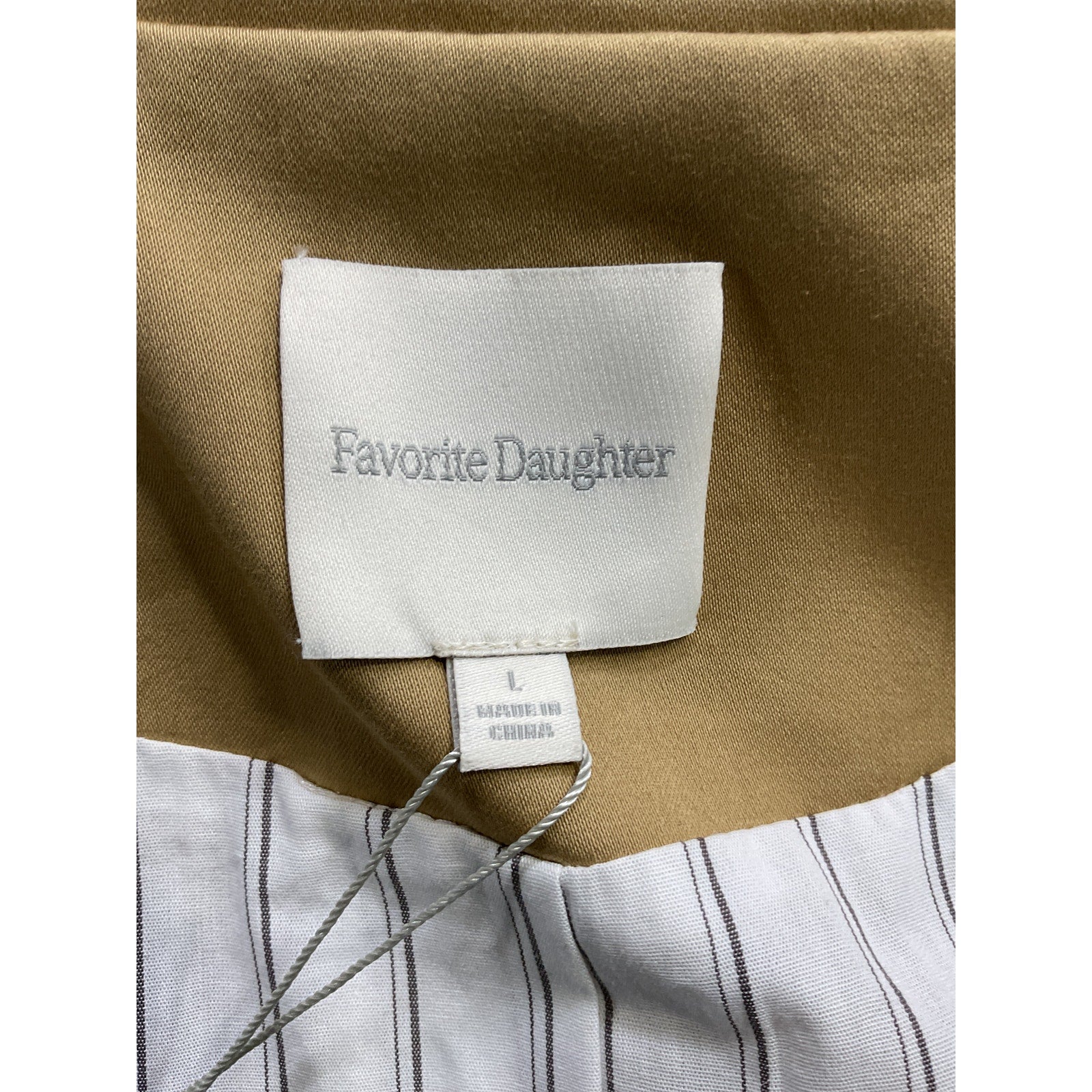 Favorite Daughter 'The Charles' Tan Tie Waist Double Breasted Trench Coat Size L - NWT