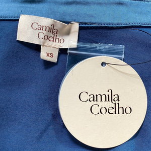 Camila Coelho Satin Blue Priscilla Mini Dress Size XS NWT