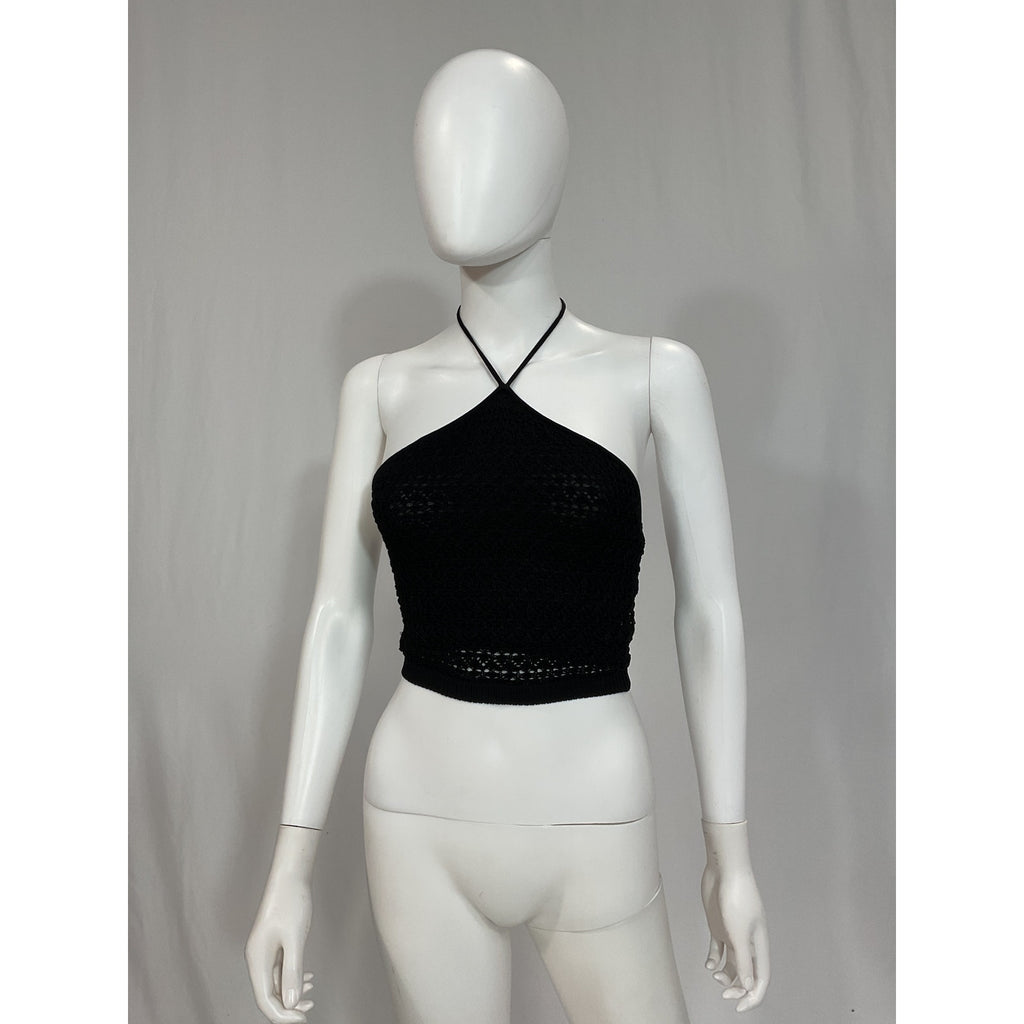 Ronny Kobo 'Beres' Black Crochet Knit Top Size S