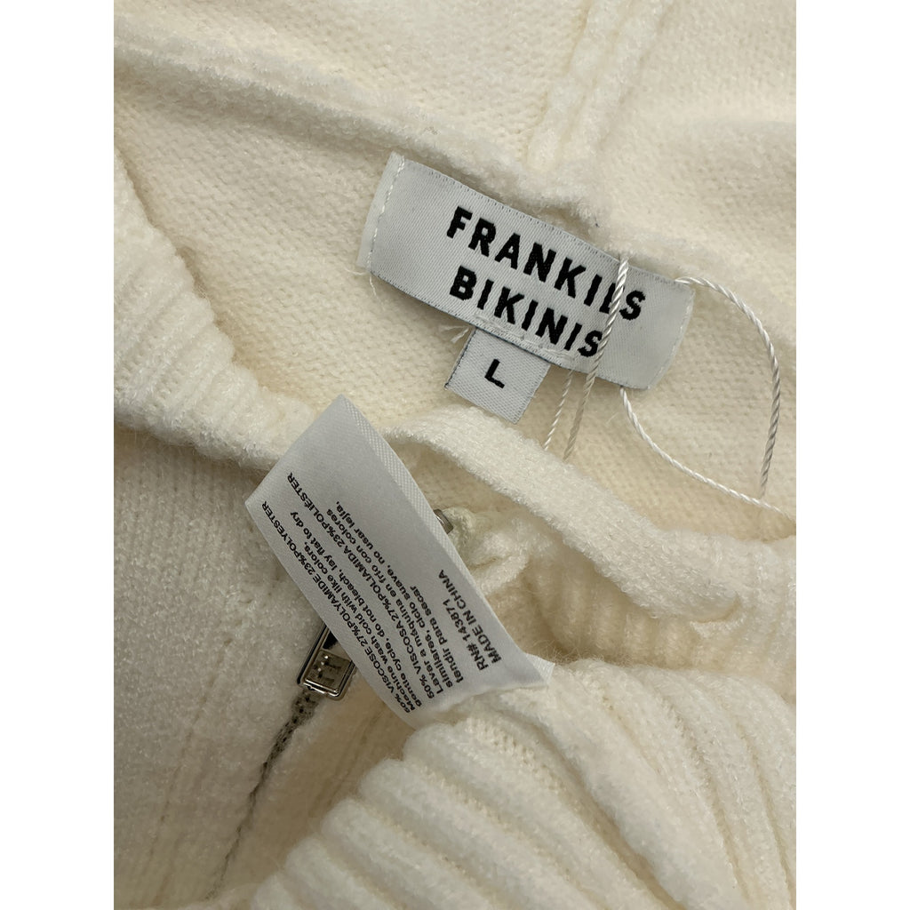 Frankies Bikinis 'Aimee' Ivory Viscose Cloud Knit Hoodie Size L - NWT