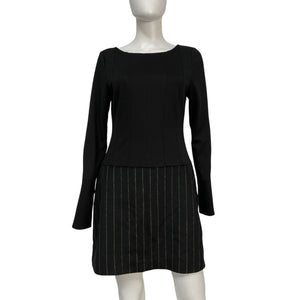 Jason Wu Tailored Black Ponte Pinstripe Minidress Size 12 NWT