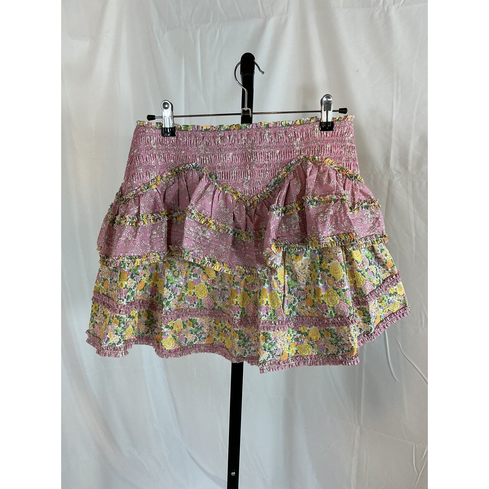 Loveshackfancy 'Tribeca' Pink Liberty Fabric Mini Skirt Size M