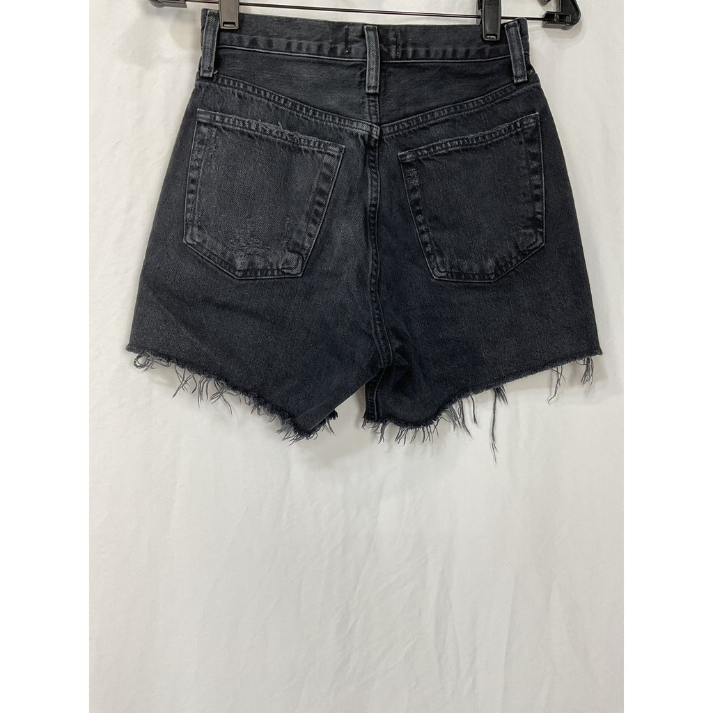 Agolde 'Riley' Black Cotton Short Size 24