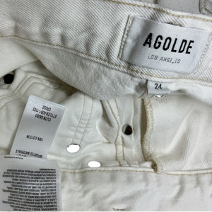 Agolde Relaxed White Off Criss Cross Denim Jeans Size 24