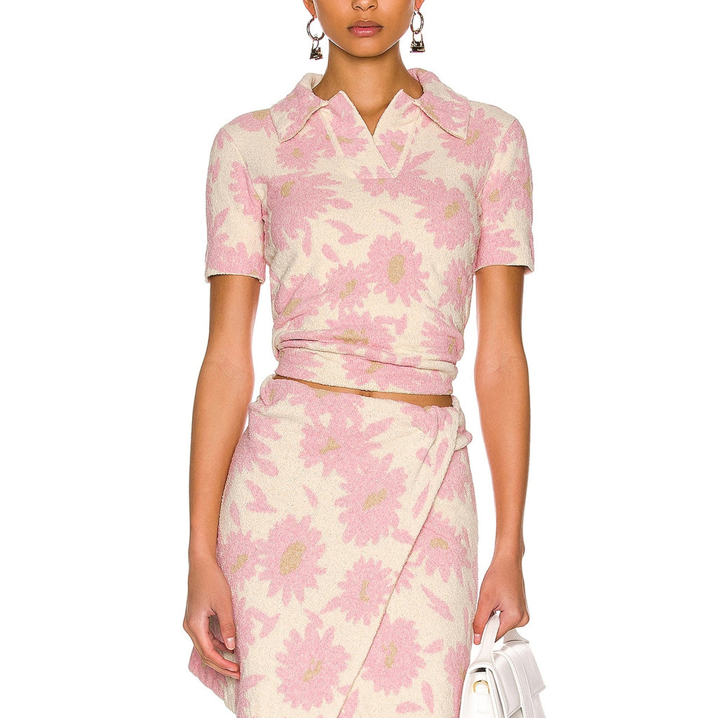 Jacquemus 'Le Polo Bagnu' Pink Open Back Terrycloth Blouse Size 36