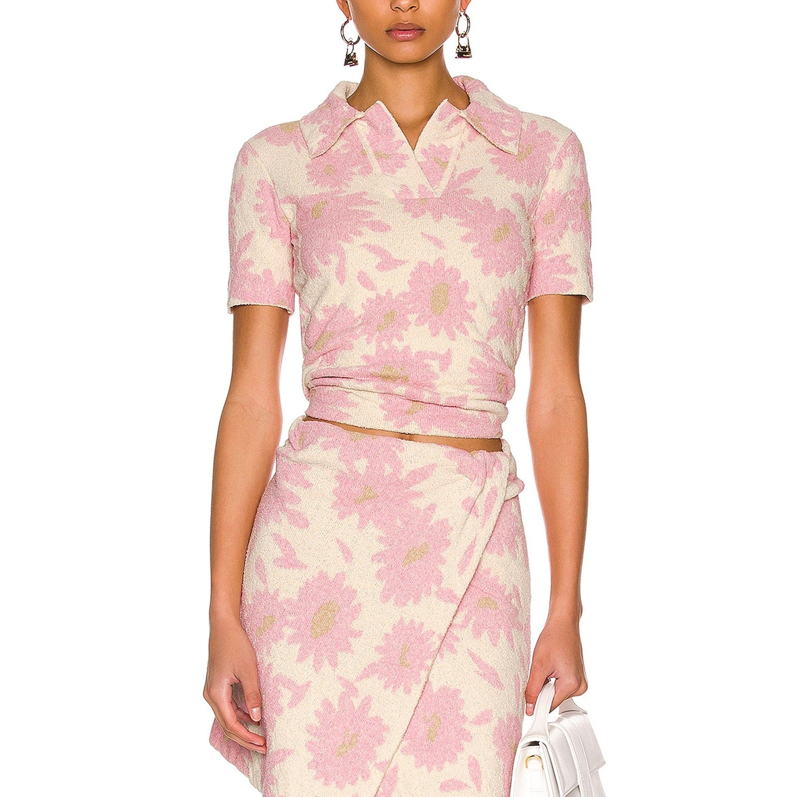 Jacquemus 'Le Polo Bagnu' Pink Open Back Terrycloth Blouse Size 36
