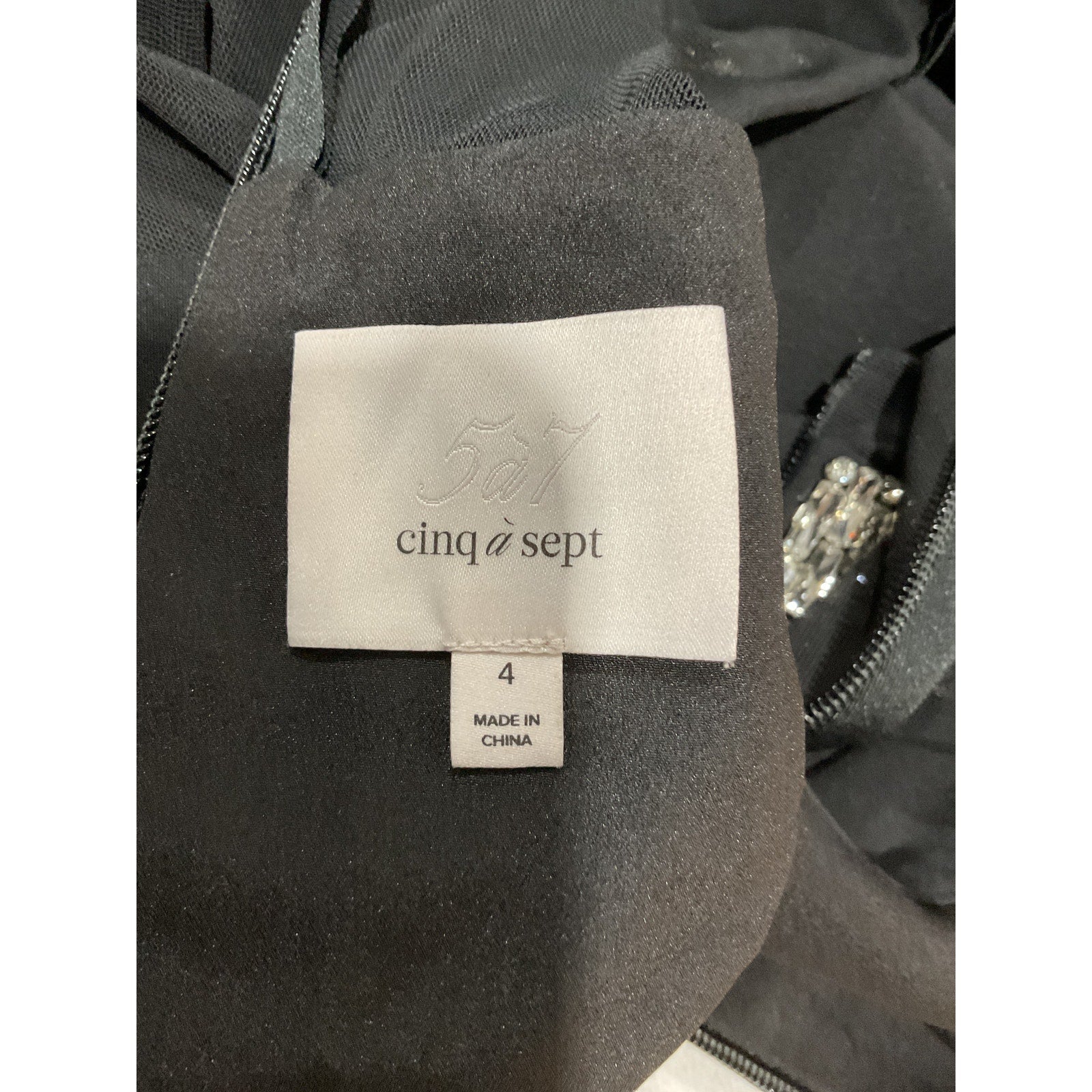 Cinq A Sept 'Foxy' Black Polyester Embellished Ruched Mini Dress Size 4